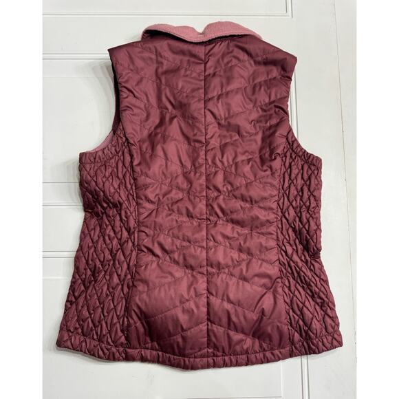 LL Bean Womens Fleece Lined PrimaLoft Vest Storm Maroon Outdoor M PET Quilted - Picture 6 of 6